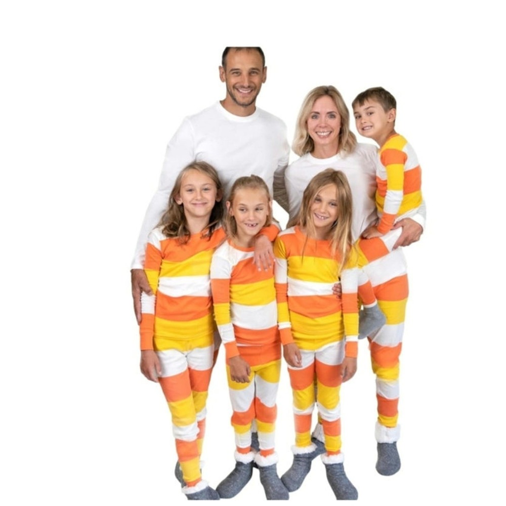 HonestBaby Candy Corn Striped Organic Cotton Zip Pajama One Piece Baby 24M S5